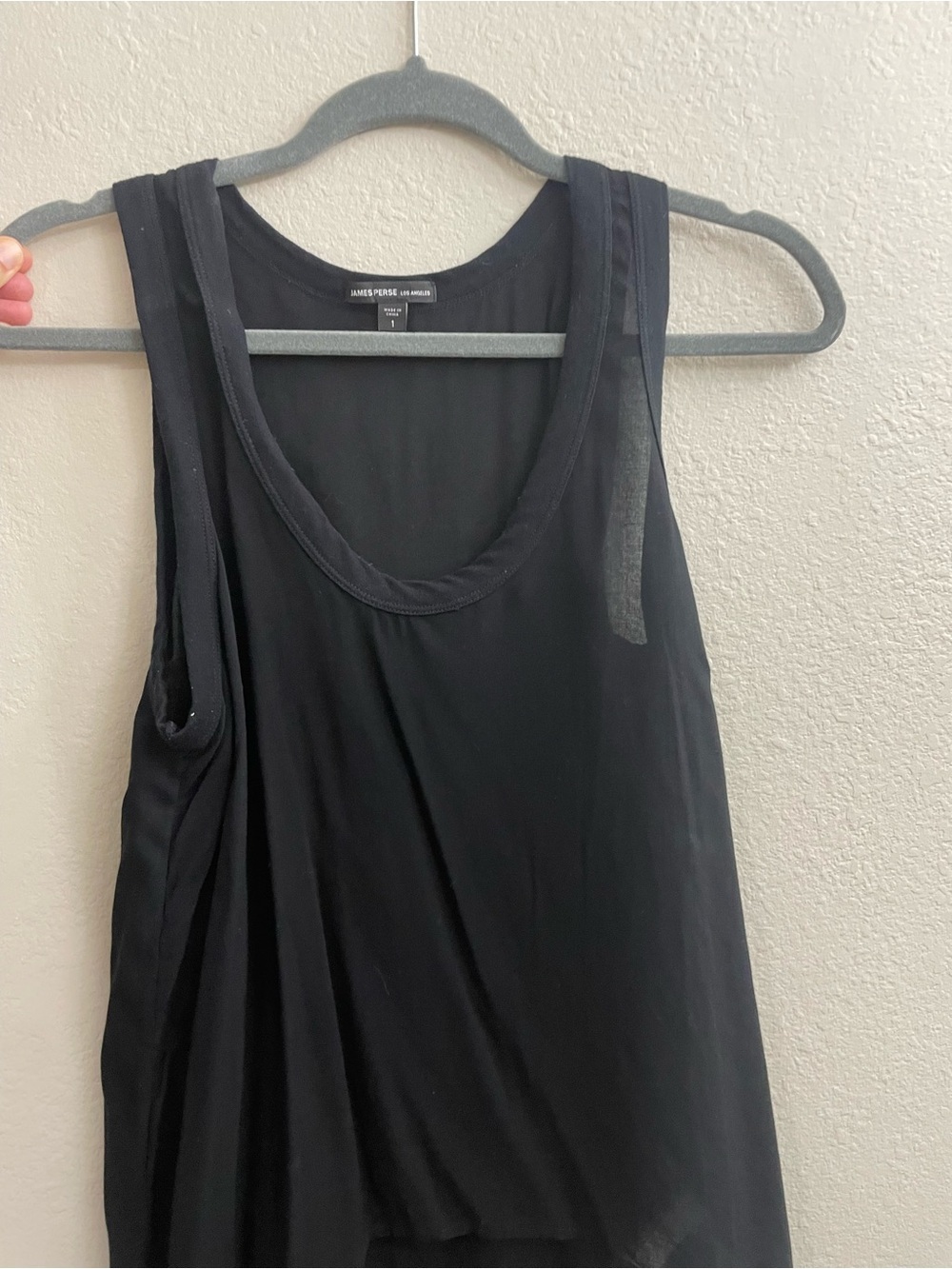 James Perse Black Lightweight Scoop Neck Tank Size 1